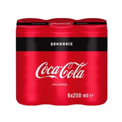 Coca Cola 250 Ml X 6lı Şekersiz Kutu